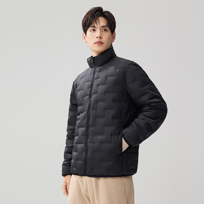 Snow Flying (SNOWFLYING) Lightweight Down Jacket Short 25 Autumn and Winter Stand Collar Casual Versatile Warm 90 Duck Down Jacket Men's Black XL