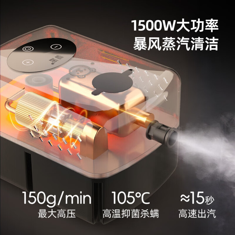 Midea's new high-temperature steam cleaner, multi-functional all-in-one steam mop, high-pressure steam cleaner, high-temperature cleaning machine, home kitchen range hood, air conditioner, whole house housekeeping, camellia white, digital display + handle, dual control