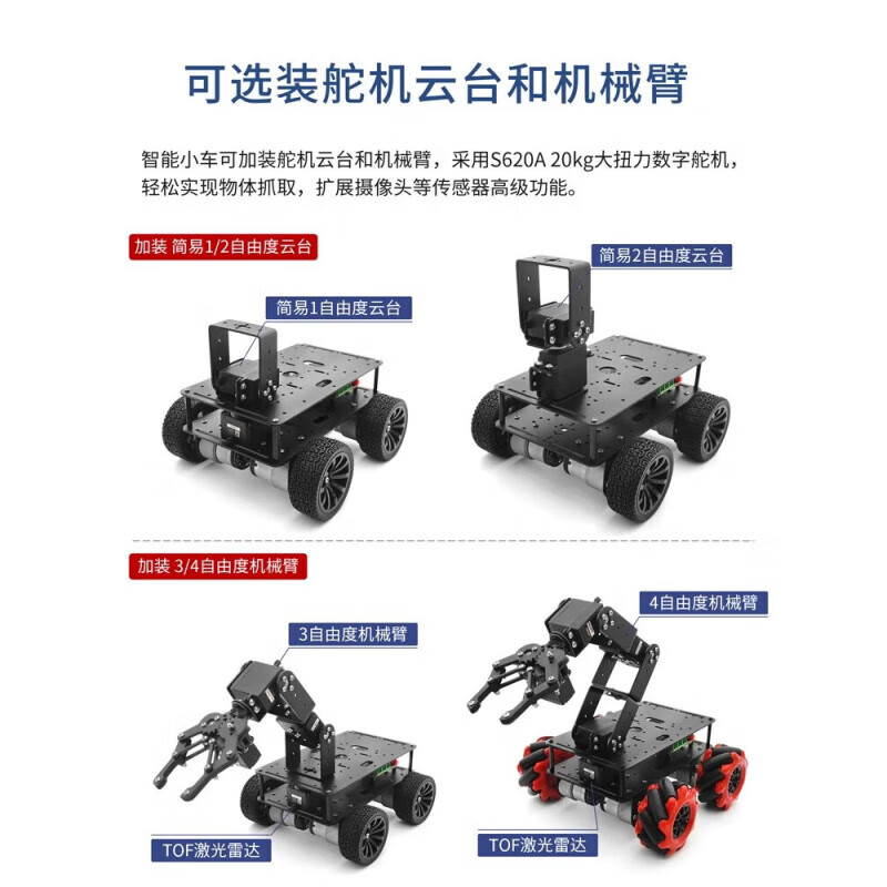 Lingle STM32 lidar smart car R5 four-wheel wheat wheel ultrasonic obstacle avoidance following infrared CCD tracking ROS R5 series four-wheel differential car (double-layer including electronic control)