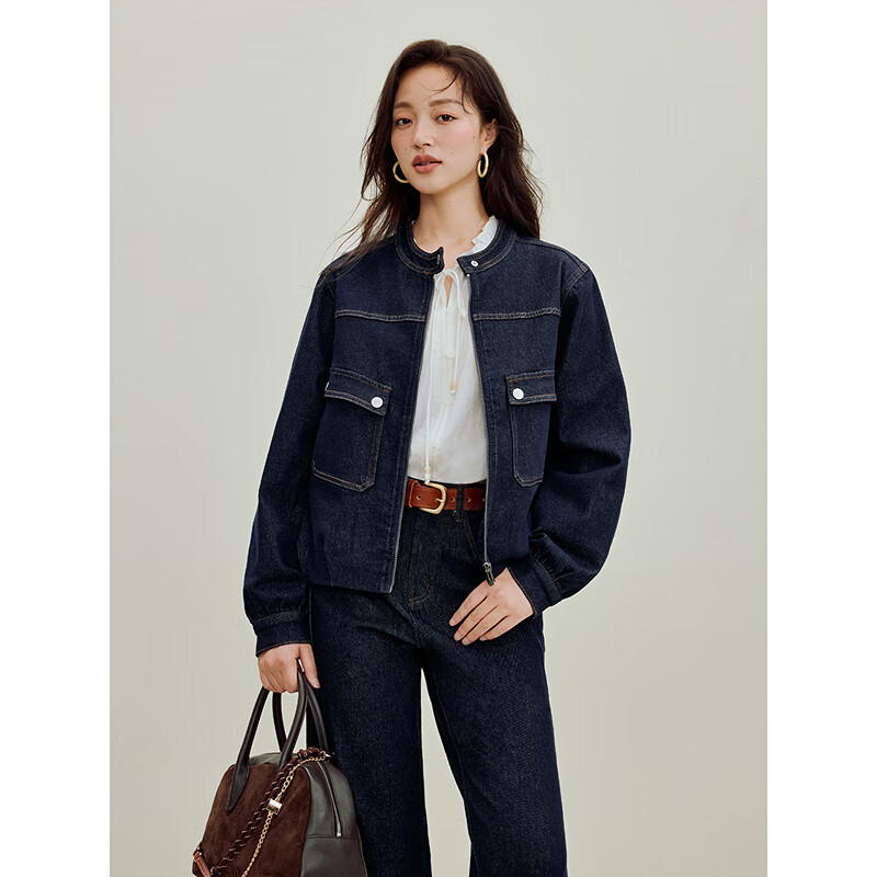 INMAN (INMAN) non-fading original color denim jacket 2025 autumn women's new loose top dark denim blue S