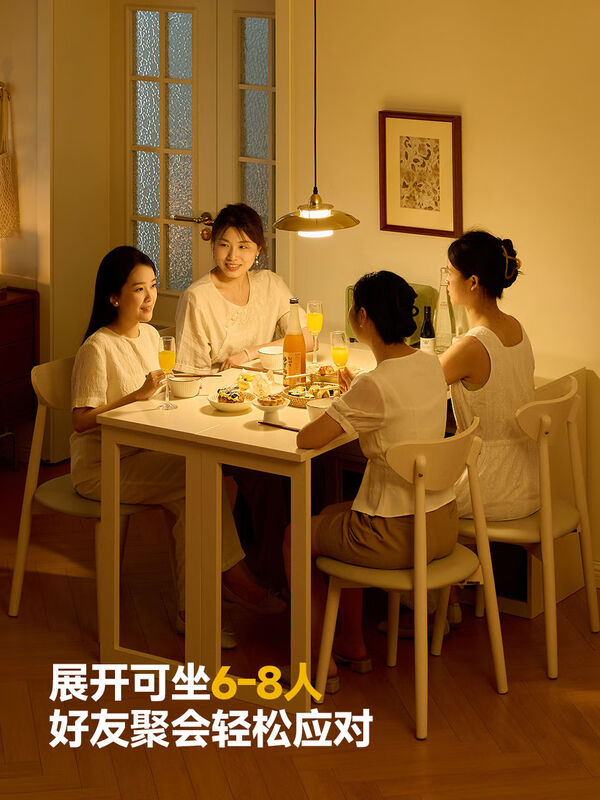 Yusenyi folding dining table and sideboard integrated small household storage cabinet retractable dining table second generation 1 table 4 chairs Green chair