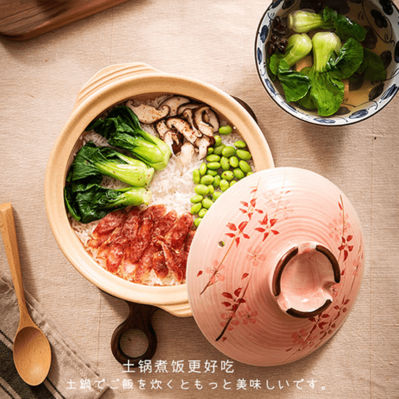 One World, One House Japan imported eternal clay pot household soup pot earthen pot small stew pot cooking porridge stew meat cooking high temperature resistant No. 5 (suitable for 2-3 people) 2L