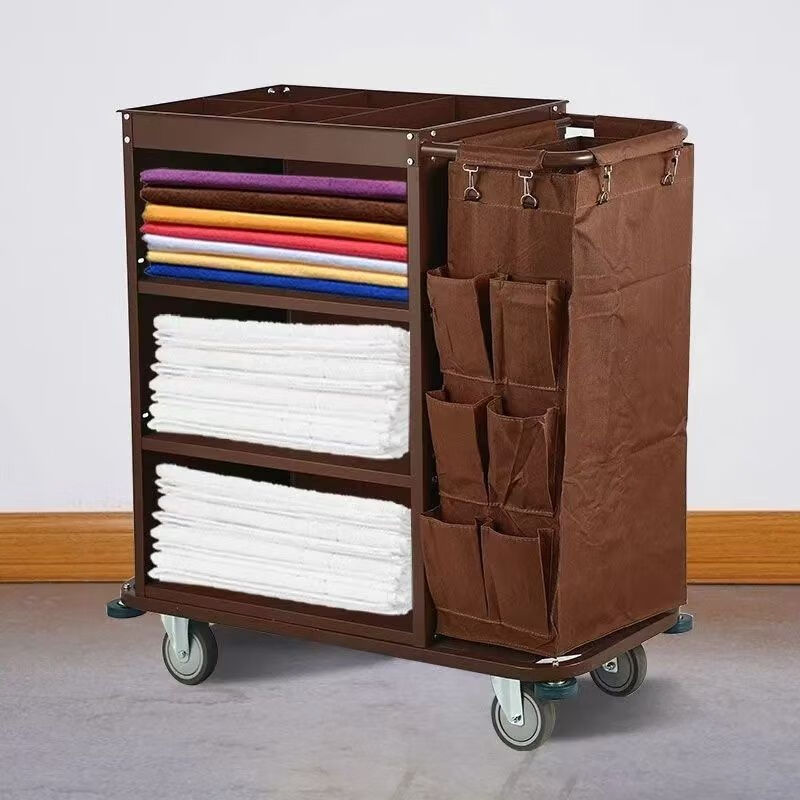 Hotel linen cart, guest room special work cart, hotel service cleaning, multi-functional cleaning trolley, carpet tile model - special price single side (4-inch silent wheel)