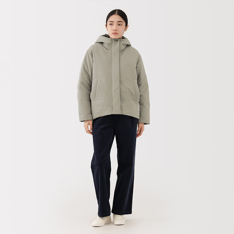 MUJI Women's Waterproof Down Jacket Down Jacket Women's 25 Years Winter Jacket BD11BA5A Light Gray Brown M (160/84A)