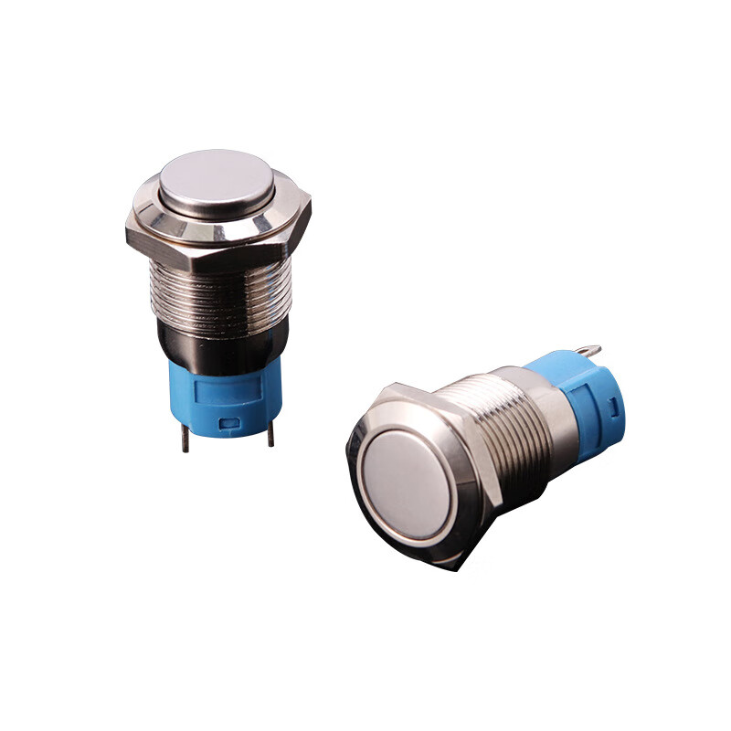 Tianshili 12MM small metal button switch self-locking self-resetting computer power switch waterproof and rust-proof 2-pin start switch 12MM high head self-resetting (10 pieces)