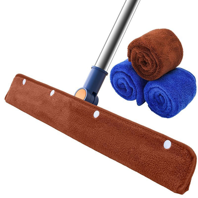 Diaohuang 35cm wiper wool cover cloth head 2025 new magic broom thickened mop cloth cover cleaning mop replacement cloth coral velvet towel thickened edge 55CM wiper + 55CM cover cloth * 1 25 new style - wiper and mop artifact, wet and dry dual-use - mop and scrape in one