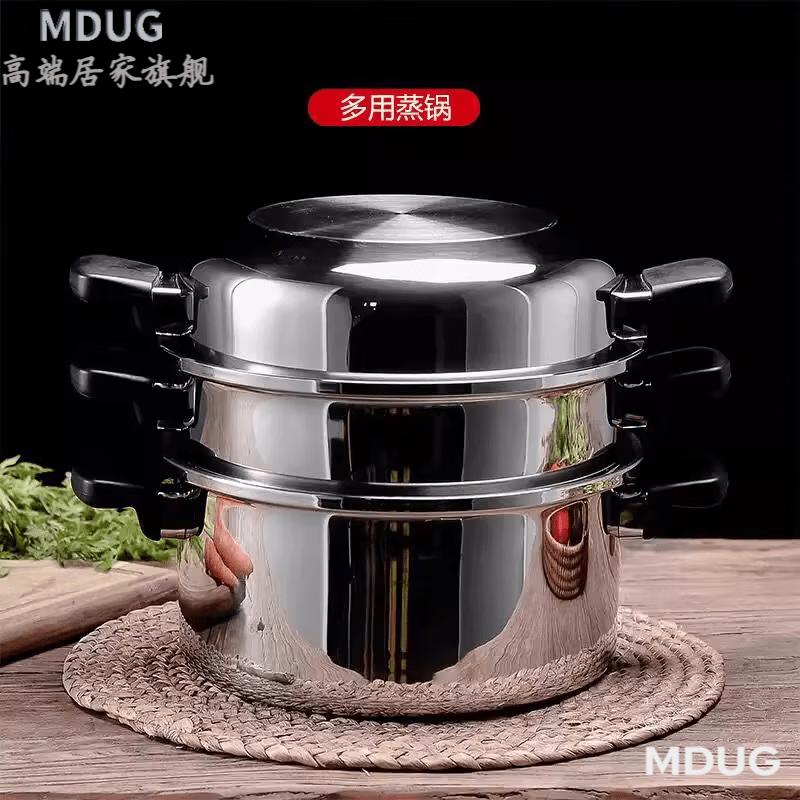 MDUG Germany imported high-end quality 21-piece queen pot set 304 stainless steel steamer 3-liter frying pan kitchen twenty-one 21-piece pot set