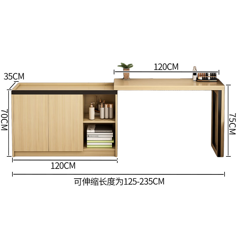 Gujia retractable desk Nordic dining table and sideboard integrated home small apartment space saving two white 80*35*75