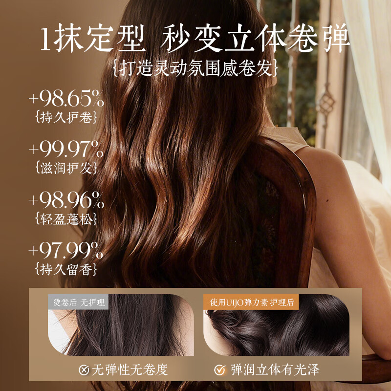 UIJO elastin curly hair moisturizing protector anti-frizz fluffy long-lasting styling perm special hair care mousse for men and women