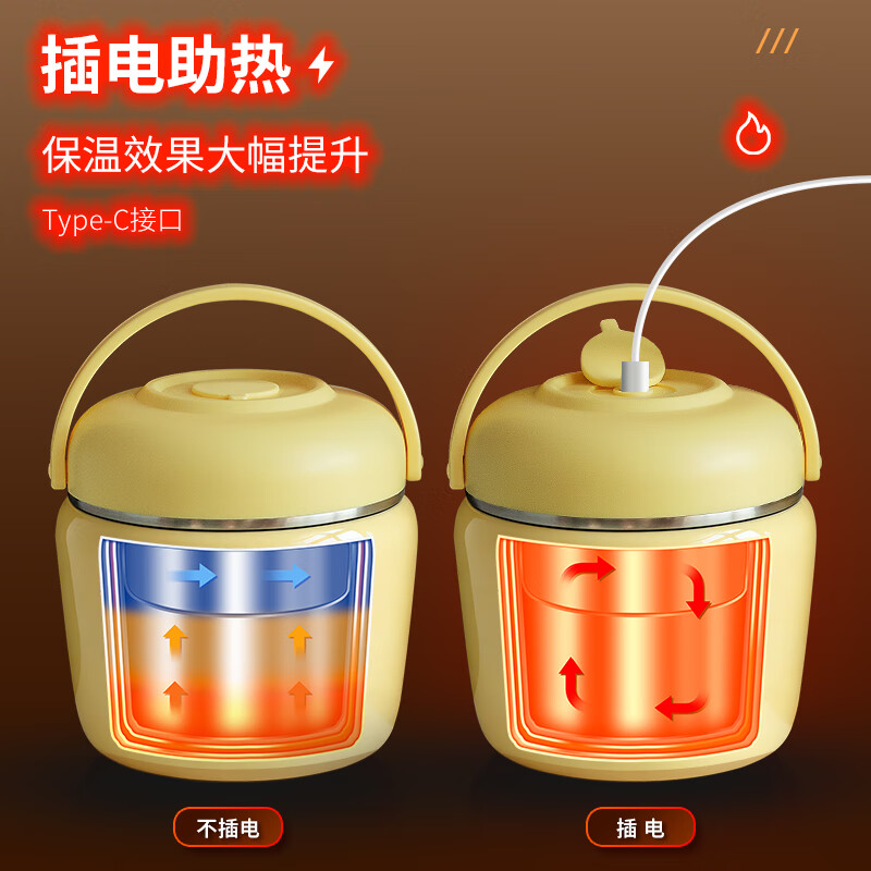 CAMUZ Insulated Lunch Box 316 Stainless Steel Double-layered Insulated Lunch Box for Office Workers and Students Large Capacity Extra Long Insulated Bucket Portable SE-W