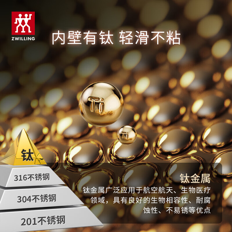 ZWILLING JD.com exclusive wok with titanium ceramic coating stainless steel honeycomb wok 30cm non-stick pan