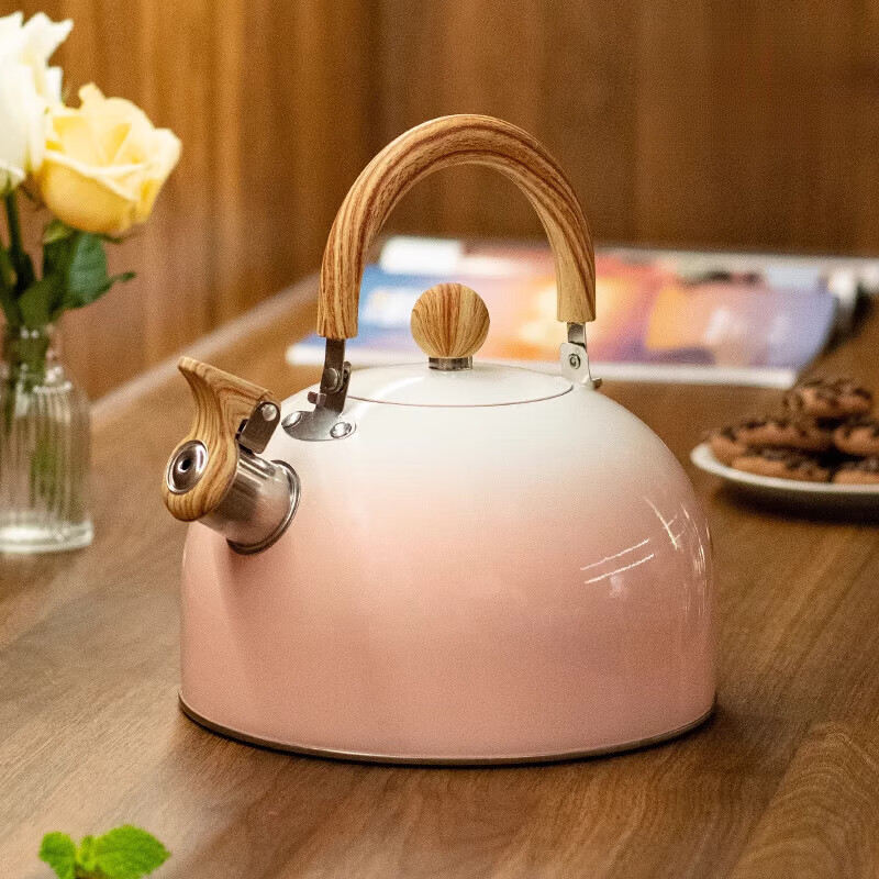 Fat Donglai household stainless steel chime kettle high-looking gradient kettle new hot water kettle pink 3L 3.0L