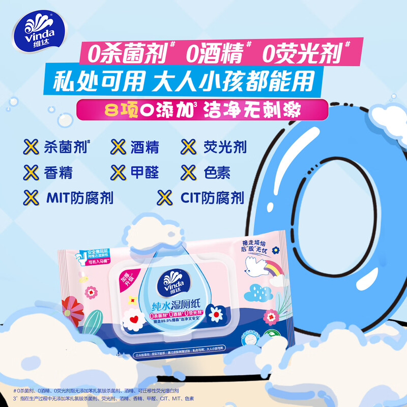 Vinda Wet Toilet Paper Family Pack 80 pieces * 5 packs Dopamine Wet Toilet Paper Pure Water Wet Wipes Toilet Paper Wet Wipes New and Old Random