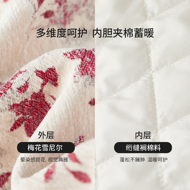 Shandubila New Year Red National Style Jacquard Suit Women's Winter Round Neck Plate Button Warm Jacket Slit A-Line Skirt Two-piece Set