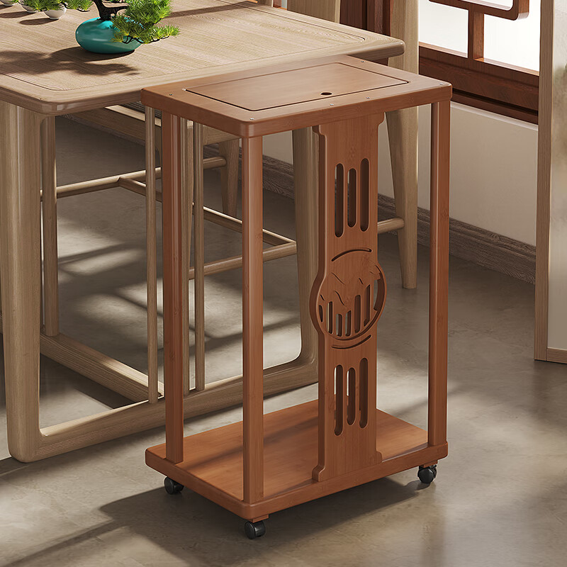 Sizhuge household tea table, removable tea bar, coffee table, kettle, integrated bucket rack, tea cabinet, small tea table, side cabinet, side cabinet, brown square tea table (simple model) + glass appliance combination