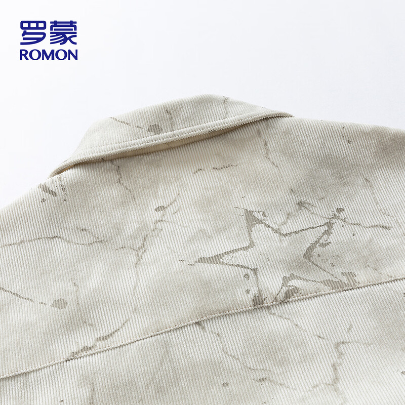 ROMON jacket men's autumn and winter trendy corduroy executive jacket men's casual lapel dad men's L31 off-white XL