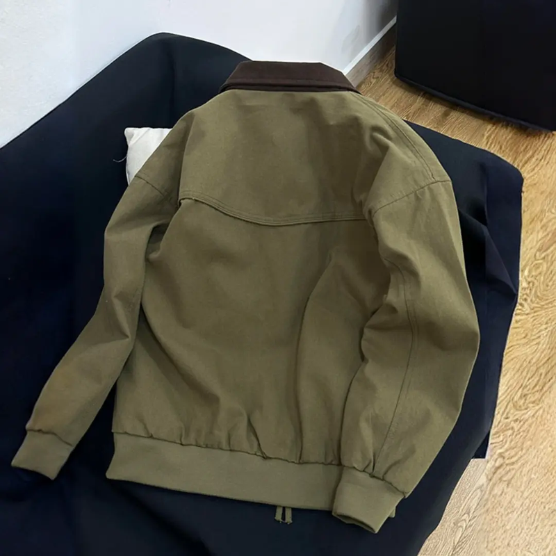 Baleno S&K series jacket men's autumn and winter thickened cotton lapel American baseball uniform Pishuai 2025 new jacket J182 olive coat L recommended (130-150 pounds)