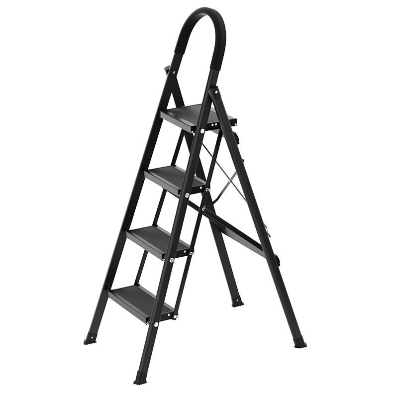 Magnesium midoli folding ladder aluminum alloy ladder multifunctional ladder climbing ladder straight ladder black 4 steps 1.4 meters