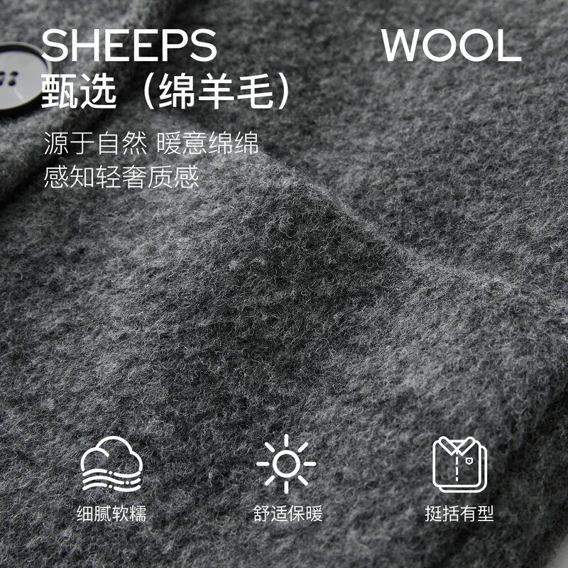 Tricolor Sheep Wool 2025 Winter New Woolen Coat Medium Long Coat Loose Women Dark Gray M 160/84A