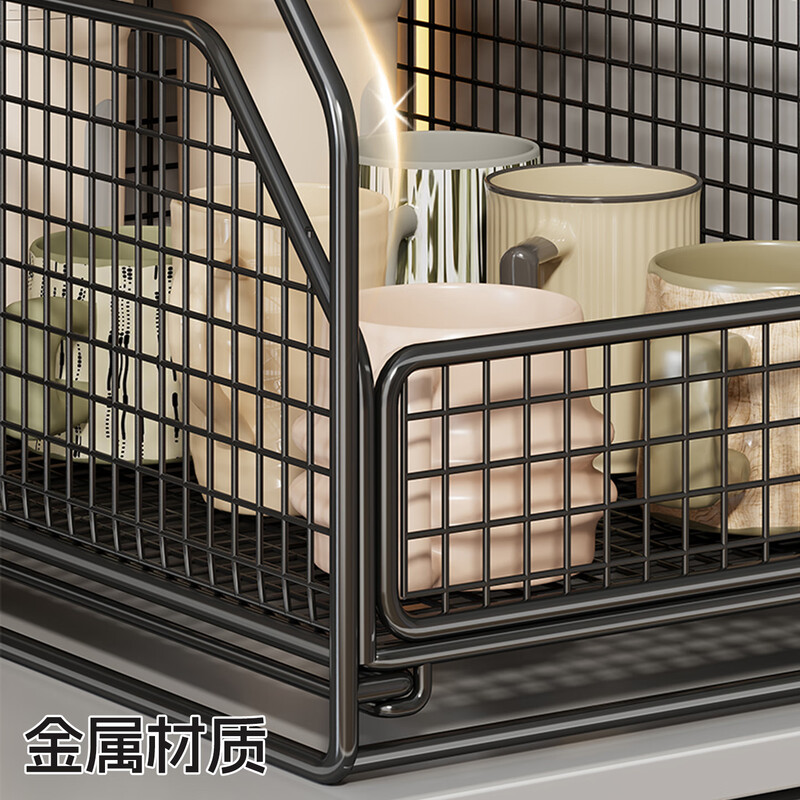 All are water cup storage rack, tea cup storage rack, desktop multi-layer coffee cup rack, cabinet, dining table, sideboard, table cup rack, black large size, slanted mouth