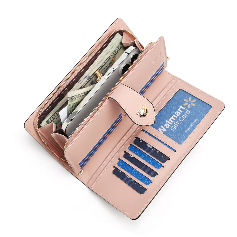 Gold fox leather women's wallet large capacity long card holder money wallet clutch bag coin purse birthday gift for girlfriend