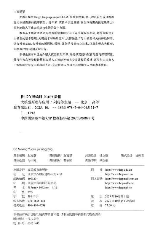 Large model principles and applications