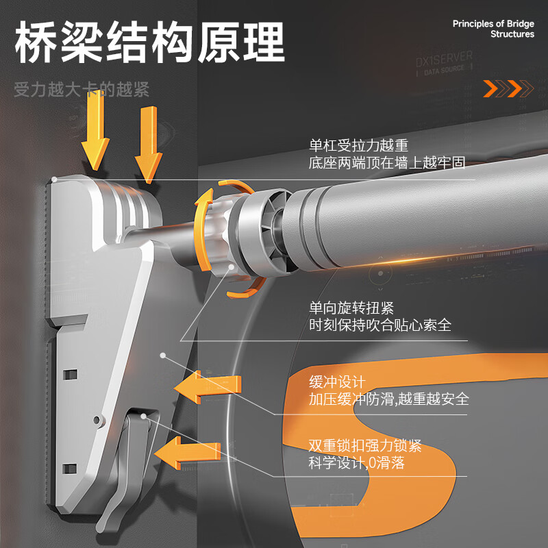 GERTHRON German horizontal bar pull-up device indoor home lumbar disc assist device thickened ring adult training equipment upgraded ring model 96-120cm + ring 2025 new upgrade