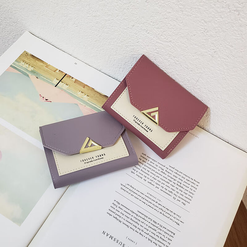 Ye Yu ins new Korean style square small wallet women's short folding simple fashion women's card holder mini coin purse 30% off - black (square buckle)