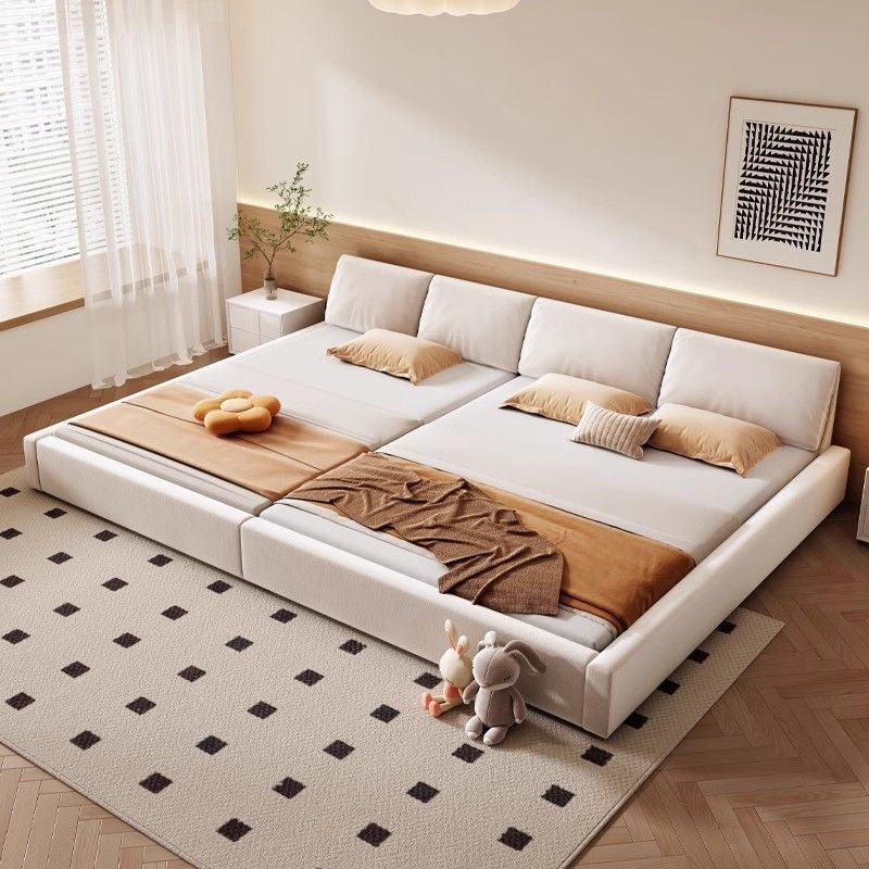 NAOISKEY Elephant Ears Baby Bed Splicable Bed Parent-Child Bed Tatami Bed Wash-Free Second and Third Baby Bed Master Bedroom Double Bed 1.5m + 1.5m Combination Bed + 2 Latex Spring Mattresses Frame Structure