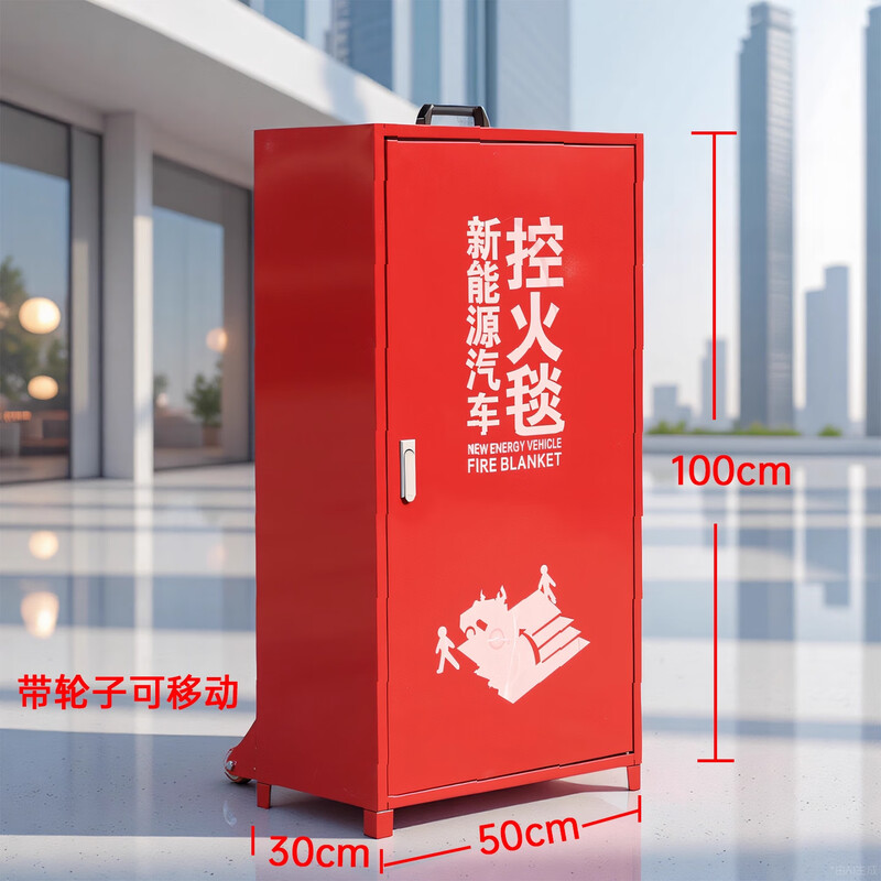 Special fire extinguishing box for car fire-extinguishing blanket box, fire-proof blanket box, charging pile, electric carport, new energy fire-control blanket box, car fire-extinguishing blanket box (with wheels + handle)