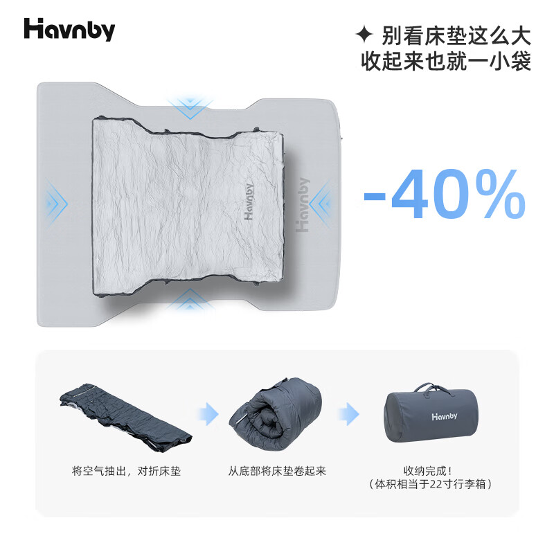 Havnby Anwen white is suitable for Xpeng X9 car self-inflating mattress camping lunch break sleeping car lying flat mattress