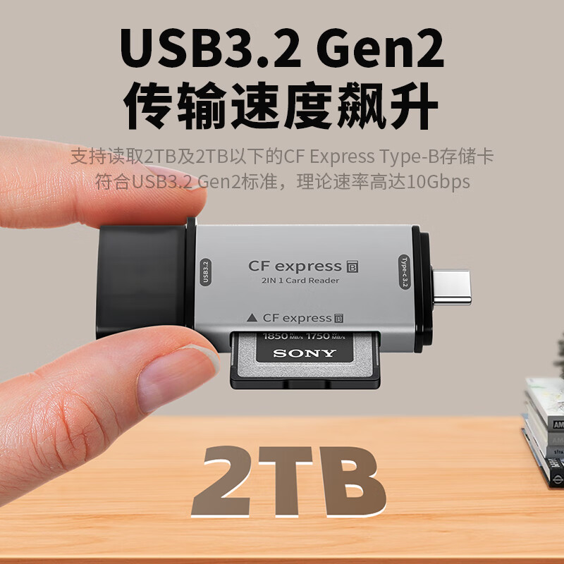 OLYSON mobile phone computer universal CFexpresssB card high-speed card reader Type-c dual interface USB3.2 suitable for iPhone Fuji Panasonic camera whale CFB memory card CFB card USB+Type-c high-speed card reader