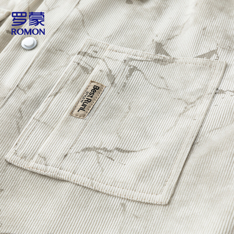 ROMON jacket men's autumn and winter trendy corduroy executive jacket men's casual lapel dad men's L31 off-white XL