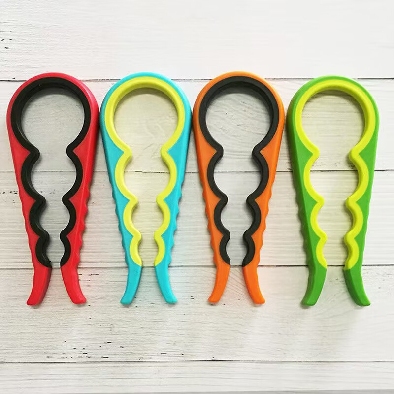 Cap opener, four-in-one bottle opener, multi-functional anti-slip bottle cap opener, kitchen can opener, manual opener, simple artifact, orange 1 piece