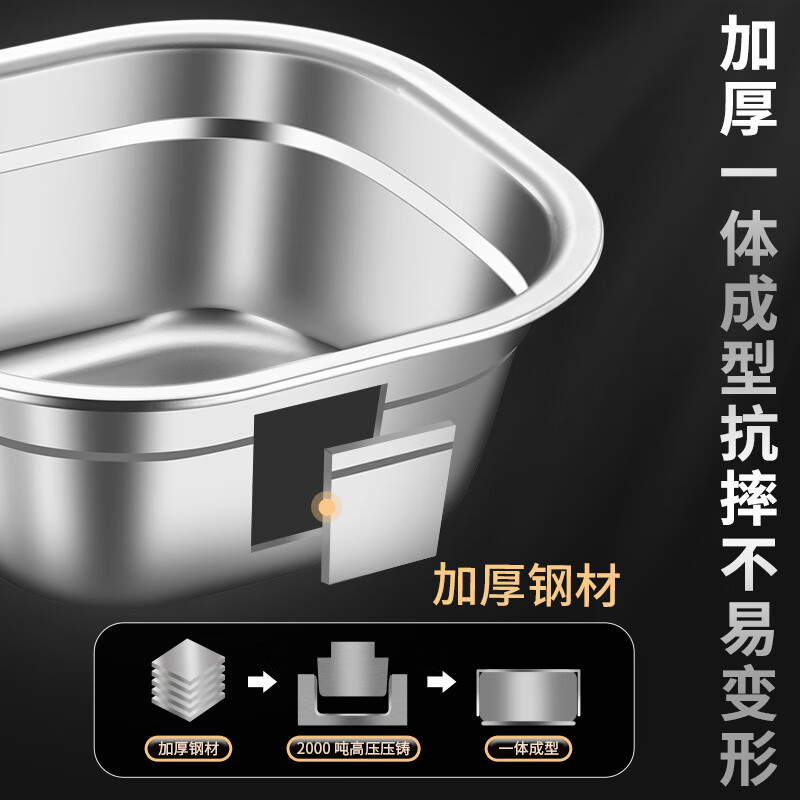 Zwilling German Seiko Stainless Steel Square Basin 316 Square Wash Basin Leak Basin Set Punching Basket Filter Basin Drain Basket Washing 22cm Square Basin