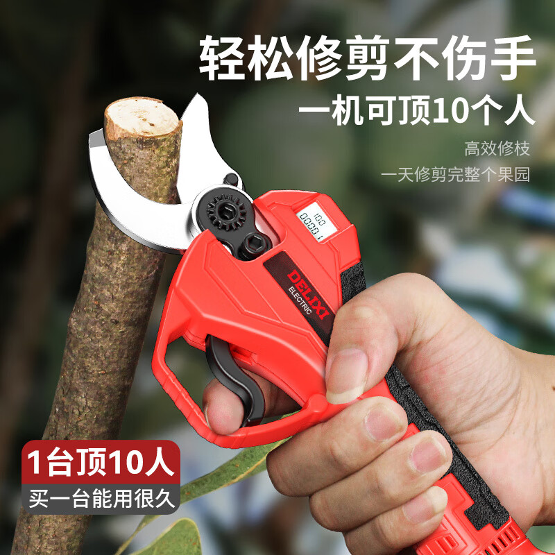DELIXI branch scissors, electric electric pruning shears, lithium-ion pruning shears for fruit trees, rechargeable garden special pruning tool, speed shear king 2.0Ah brushless economic version 1 battery