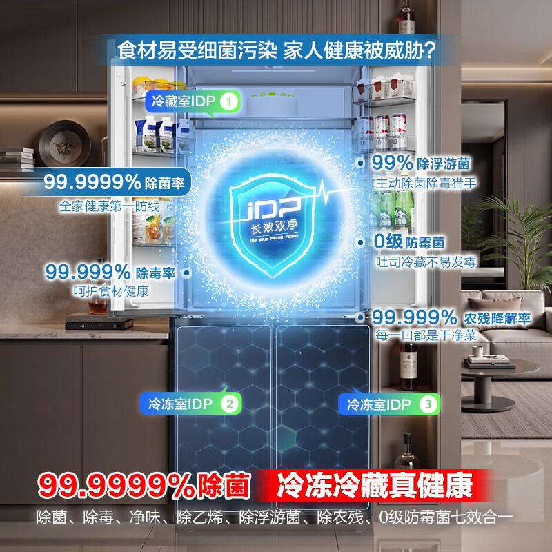 Rongsheng 526 upgraded model Ares 572L cross-door refrigerator large capacity dual system ultra-thin zero embedded first-level energy efficiency frost-free BCD-572N40CQLAD national subsidy BCD-572N40CQLAD gray