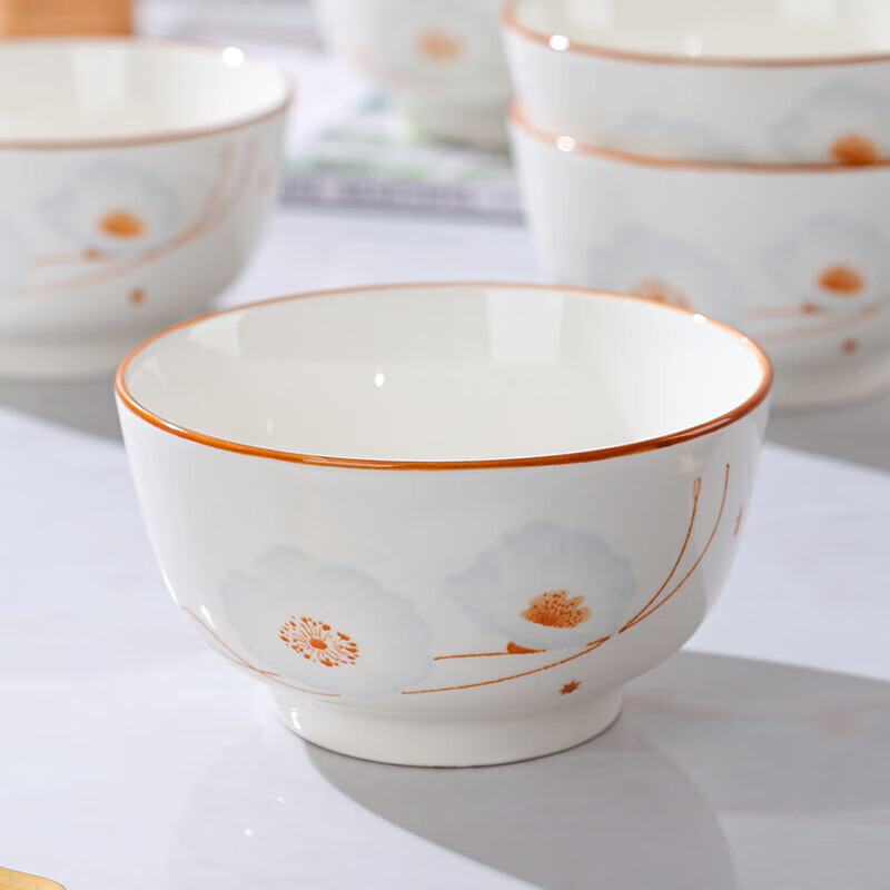 Ceramic bowl for household festive housewarming, dishes, tableware set, Suijinghao rice bowl, Suijinghao 3 bowls