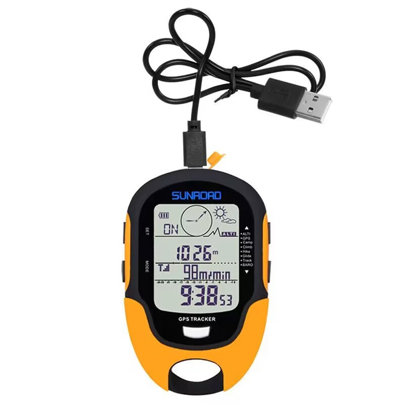 Outdoor GPS positioning weather handheld longitude and latitude altimeter altitude meter temperature and humidity barometer compass fishing yellow