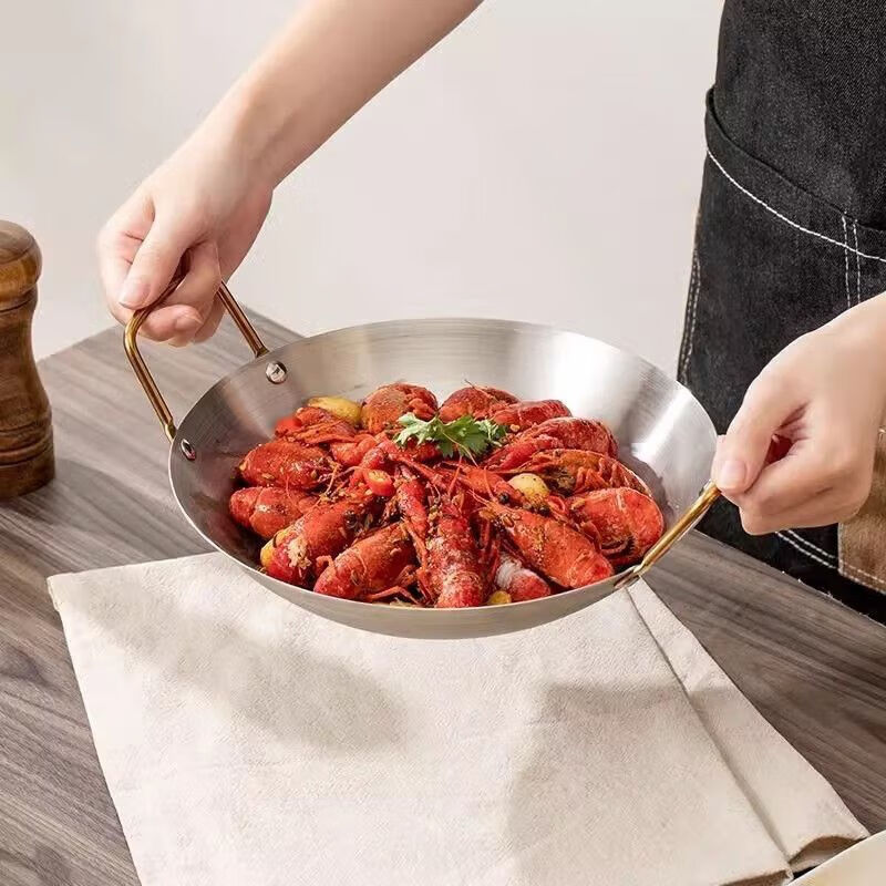 Extra thick stainless steel pot commercial small hot pot seafood griddle commercial hotel bar cauldron pot extra thick extra thick golden ear pot 28cm