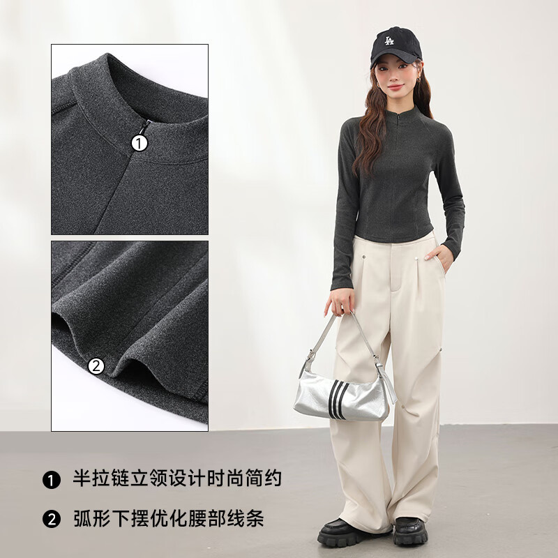 MJ STYLE thin velvet half turtleneck long-sleeved bottoming shirt for women 2026 winter new 7A antibacterial slim slim comfortable warm top