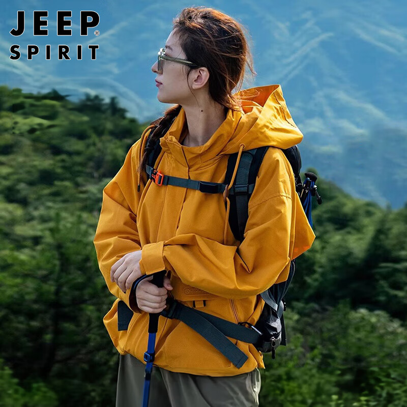 JEEP SPIRIT Jeep Jacket Men's and Women's Autumn and Winter Three-in-One Outdoor Couple Jacket Men's Sunflower M