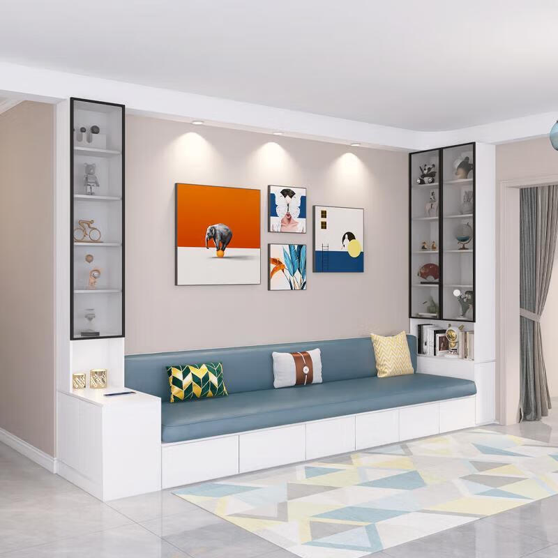 Ximofang living room sofa cabinet integrated storage card seat bookcase with cabinet door small apartment tatami sofa side cabinet combination style 1 230cm card seat bookcase