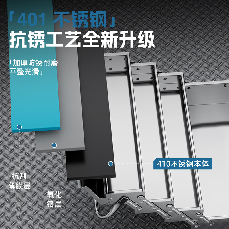 HYUNDAI stainless steel tool box multi-functional three-layer folding household storage box thickened industrial grade large hardware storage box