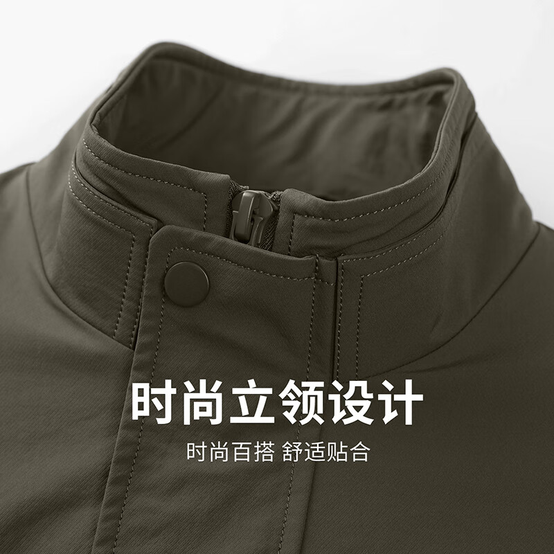 Dances with Wolves Windproof Stand Collar Jacket Men's 2026 Spring New Commuting Anti-Wrinkle High-Quality Casual Youth Loose Jacket 1078 Military Green 203 - Quilted Style L (175)