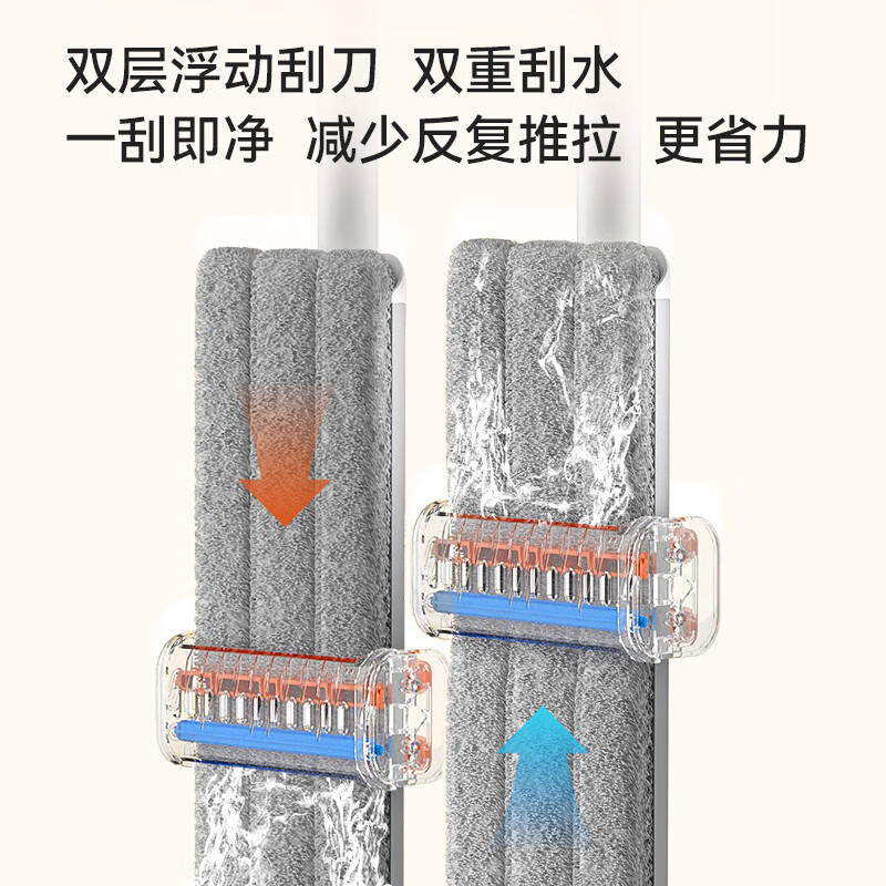 Made in Tokyo, aluminum alloy flat mop 42cm large, hand-wash-free household mopping tool, one mop, including mop*2