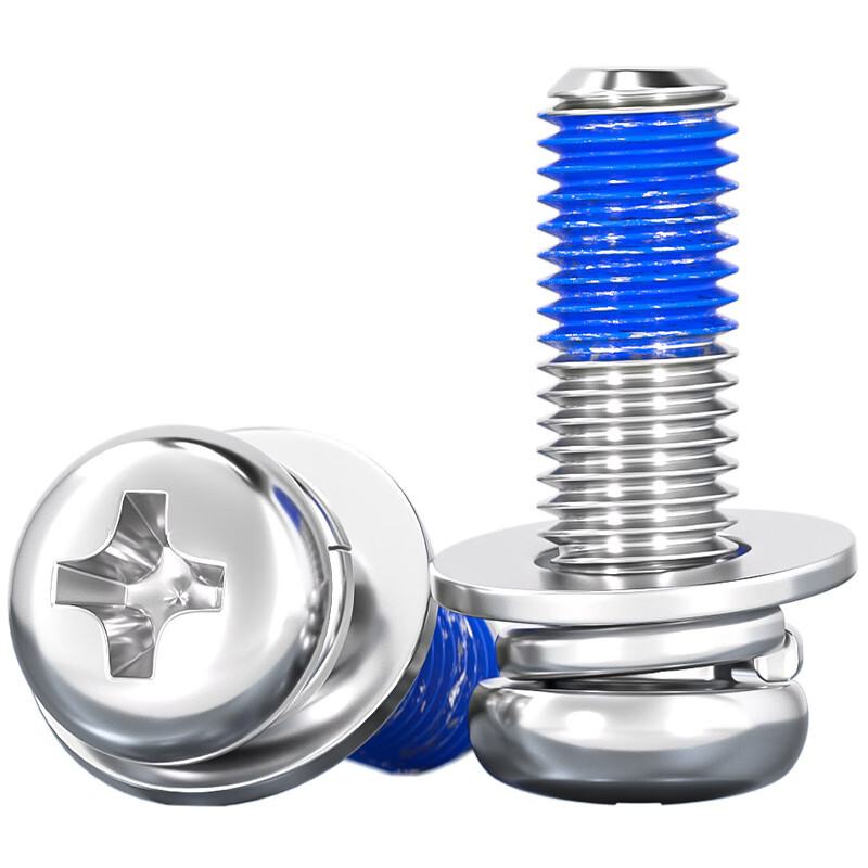 Tianzhuo Hardware 304 stainless steel round head cross dispensing three-combination glue anti-falling thread glue shock-proof screws M2-M10 M2*4 100 pieces