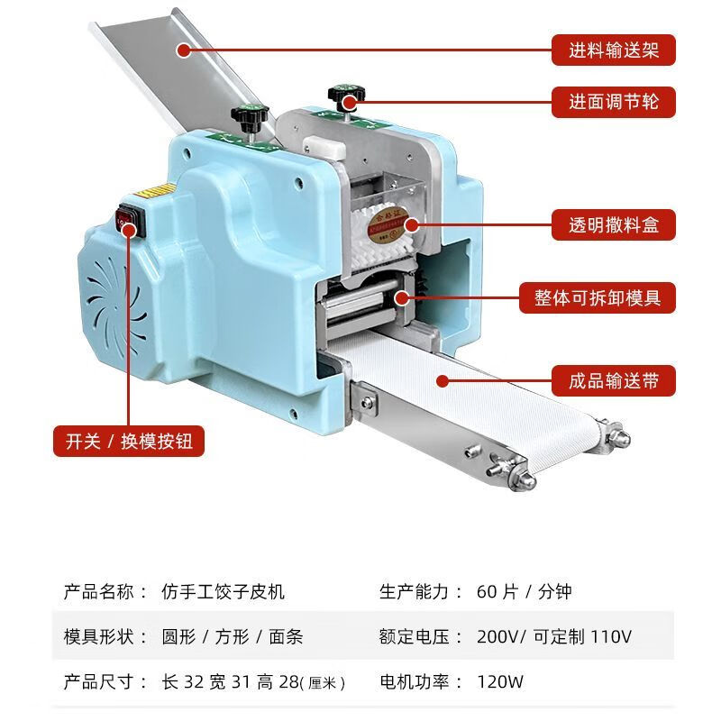 Pupan imitation handmade dumpling wrapper machine household small automatic rolling and pressing commercial type chaotic leather bun wrapper noodle rolling set mold (plastic wheel)