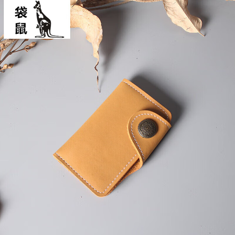 Kangaroo (KANGAROO) men's and women's genuine leather multifunctional keychain with large capacity, casual and lightweight cowhide waist hanging car key bag, crocodile pattern first layer cowhide texture with hanging buckle bull buckle