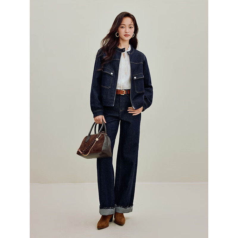 INMAN (INMAN) non-fading original color denim jacket 2025 autumn women's new loose top dark denim blue S